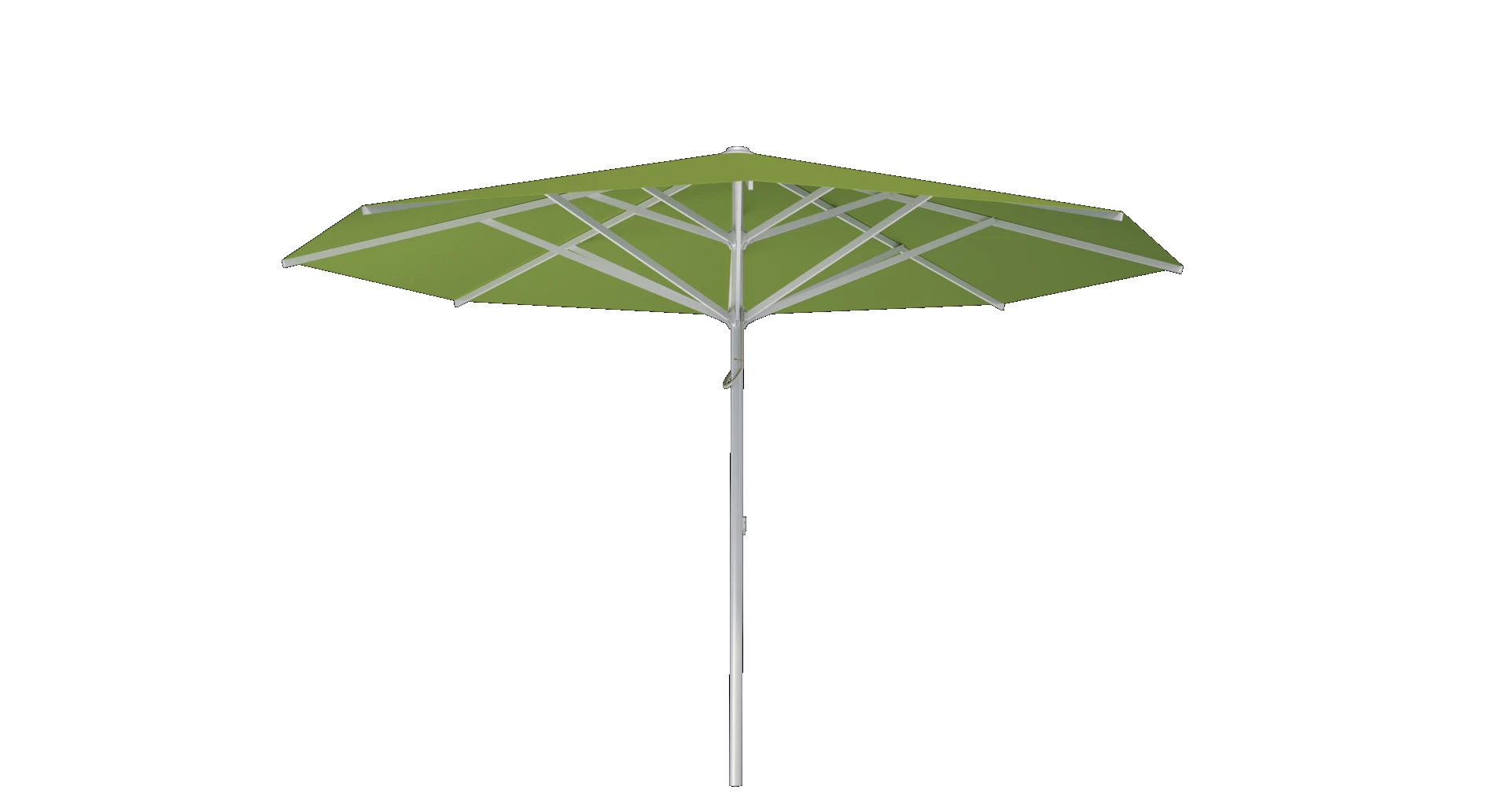 Grüner Sonnenschirm mit weißem Gestell